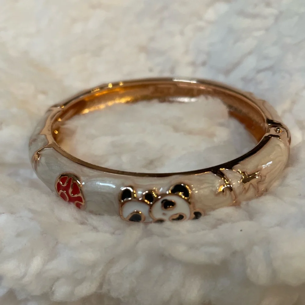 UJOY Light Pink Panda Bear Children’s Hinged Bangle Bracelet.